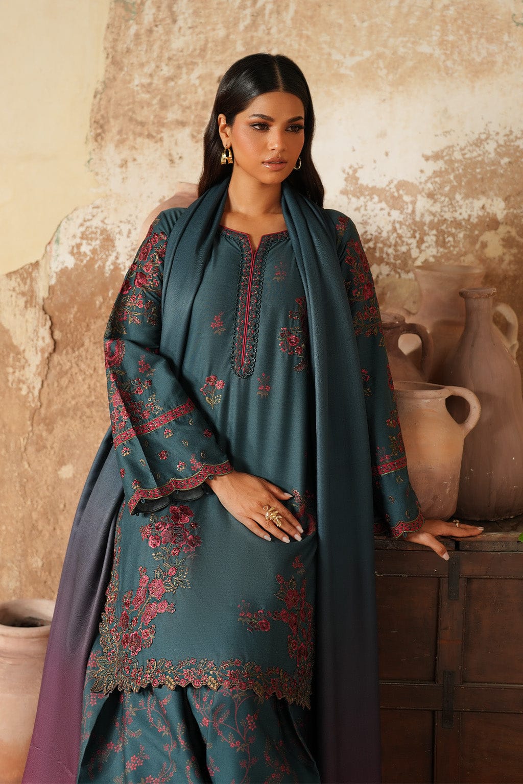 Elegant Embroidered & Digital Print Three-Piece Set N246